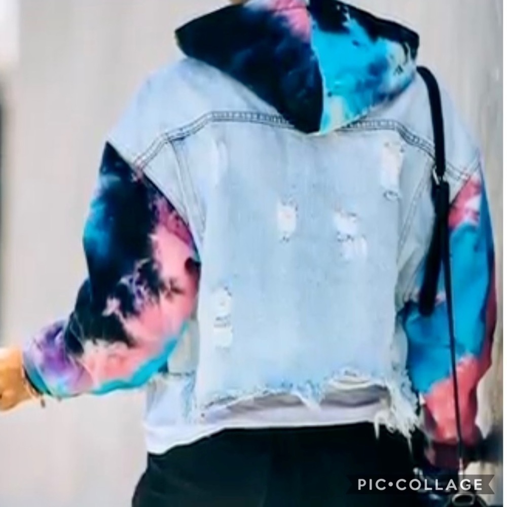 SALE!! Distressed Denim Cropped Jacket - Picture 3 of 6